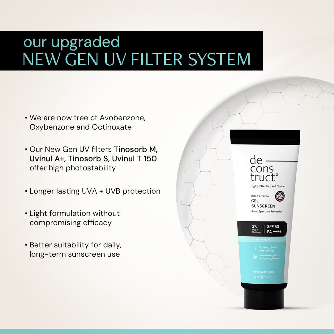 Oats and Ceramide Gel Sunscreen for Sensitive Skin - SPF 50 PA++++ |Soothes and Calms Skin| 100% Photostable Sunscreen with 4 New Gen UV Filters | Long Lasting | Lightweight | In-Vivo Tested