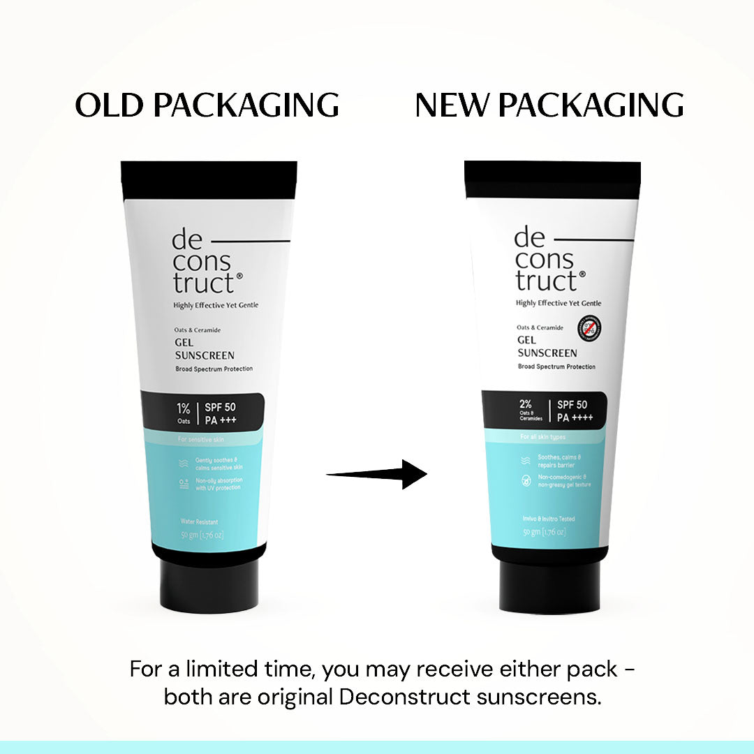 Oats and Ceramide Gel Sunscreen for Sensitive Skin - SPF 50 PA++++ |Soothes and Calms Skin| 100% Photostable Sunscreen with 4 New Gen UV Filters | Long Lasting | Lightweight | In-Vivo Tested