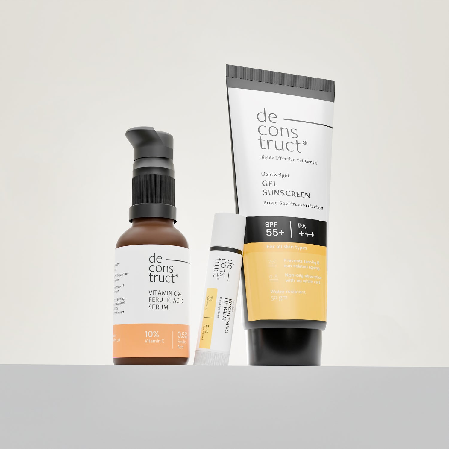 Daily Brightening Shield Trio - Vitamin C Serum + Gel Sunscreen + Brightening Lip Balm