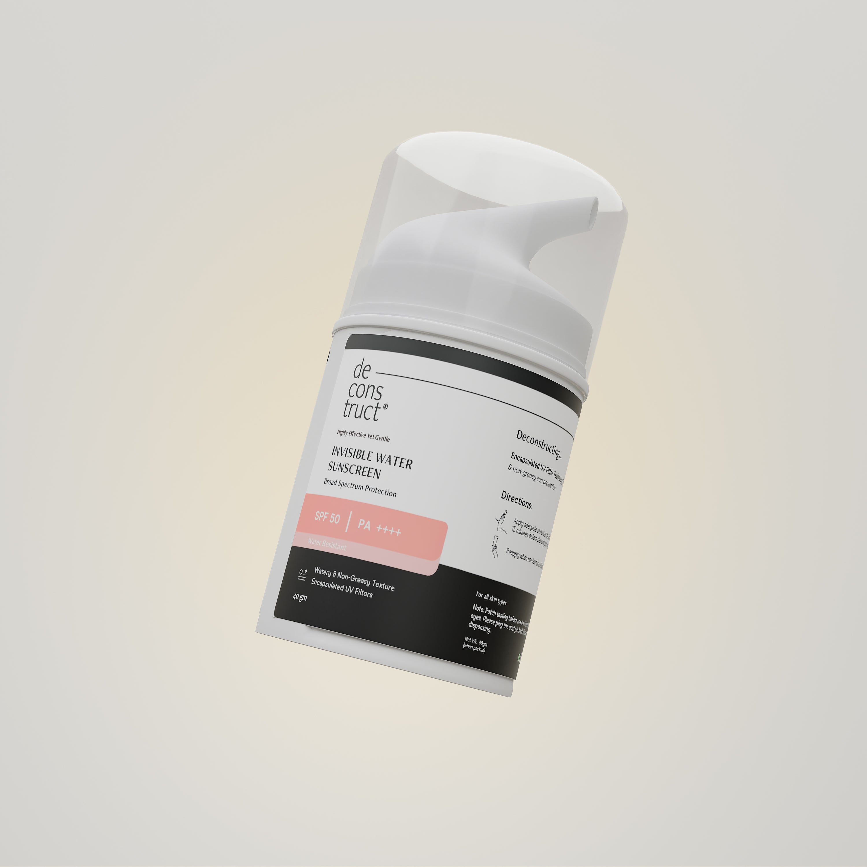 Spf Filter Invisible Water Sunscreen SPF 50 with Encapsulated UV Filter Technolog