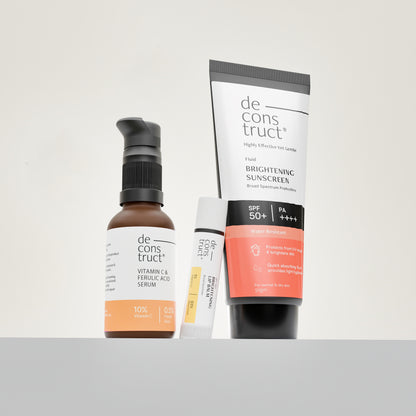 Bestseller Trio: Fluid Brightening Sunscreen + Vitamin C Serum + Brightening Lip Balm