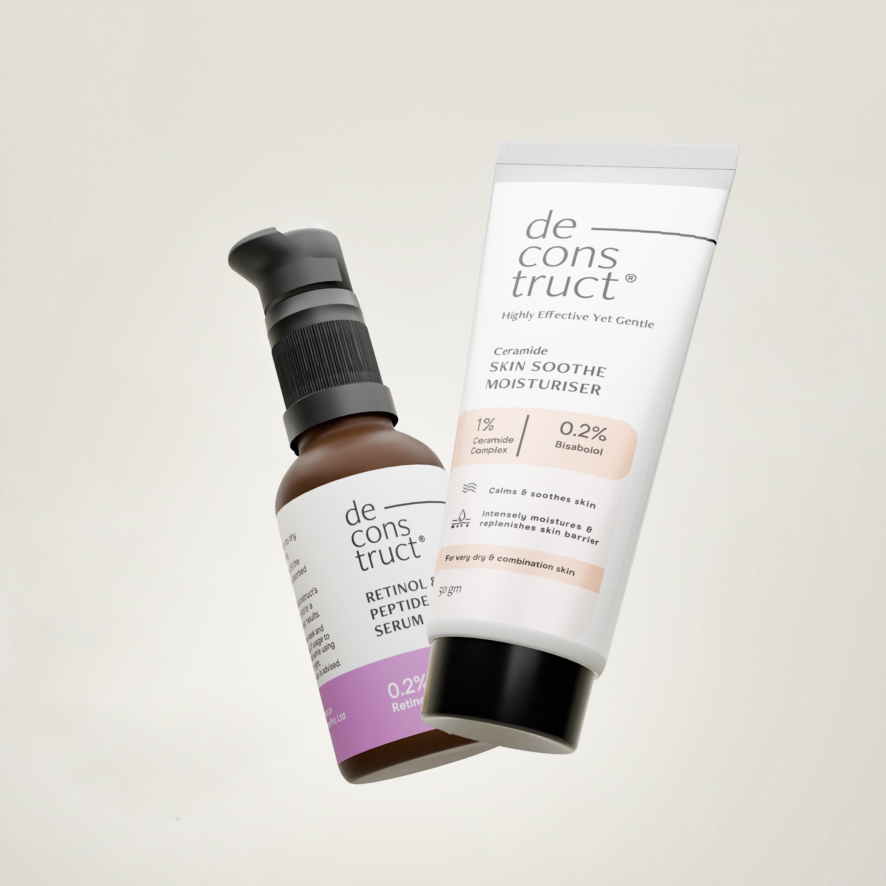 Wrinkle Free Hydration Duo : Retinol &amp; Peptide Serum + Skin Soothe Moisturizer