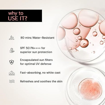 Invisible Water Sunscreen SPF 50 PA+++ | Instant Cooling &amp; Freshness | 8-Hour Water-Resistant