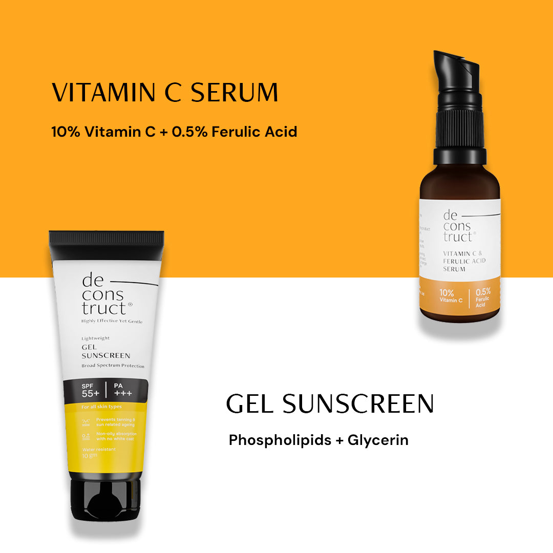 Buy Bestseller Combo of Vitamin C Serum & Gel Sunscreen at Deconstruct