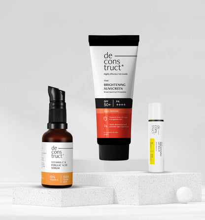 Bestseller Trio: Fluid Brightening Sunscreen + Vitamin C Serum + Brightening Lip Balm