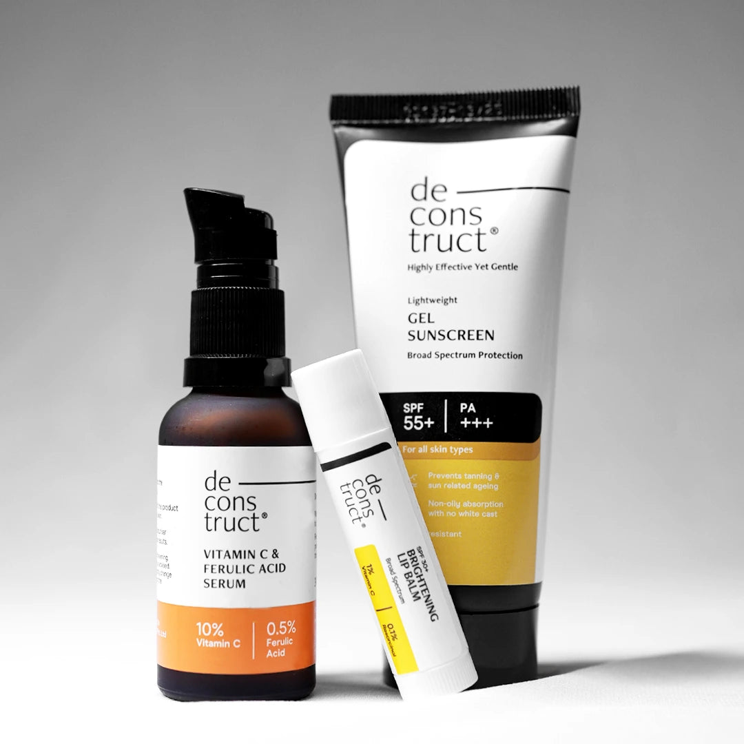 Daily Brightening Shield Trio - Vitamin C Serum + Gel Sunscreen + Brightening Lip Balm