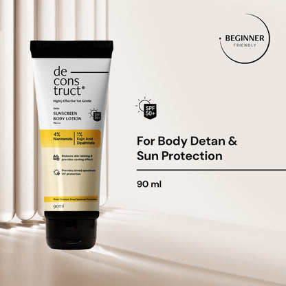 Detan Sunscreen Body Lotion - 4% Niacinamide +1% Kojic Acid Dipalmitate + SPF 50 PA++++