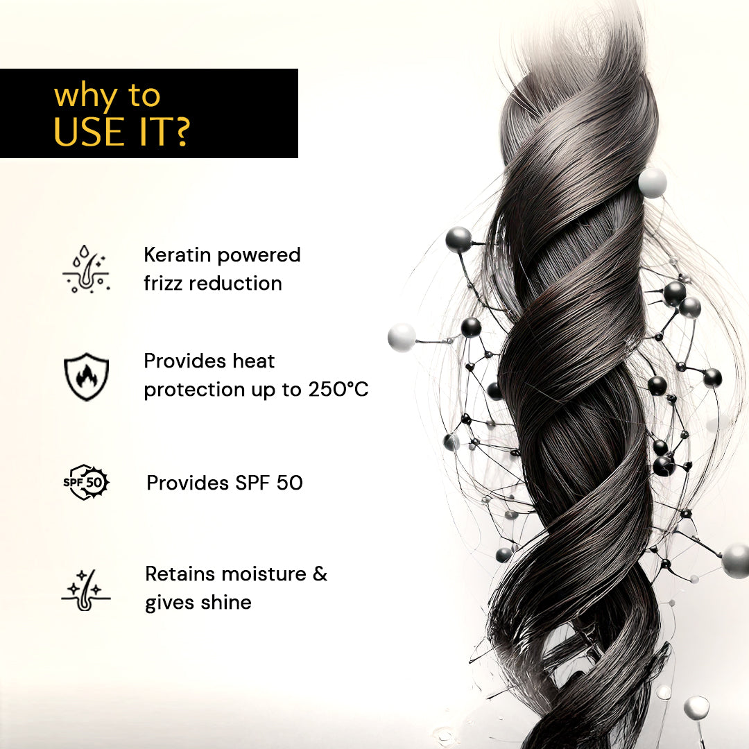 Keratin Treatment Hair Serum with SPF 50 - 1% Keratin Complex + 1% Argan Oil + 2 % Macadamia Oil