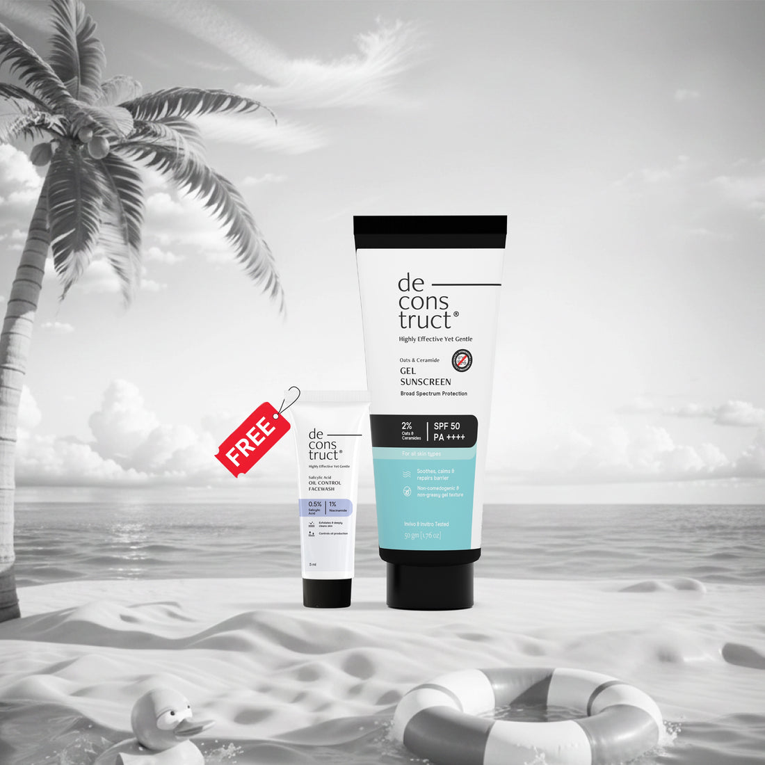 Oats and Ceramide Gel Sunscreen for Sensitive Skin - SPF 50 PA++++ | Barrier Repair &amp; Soothing Care | Photostable Sunscreen with 4 New Gen UV Filters | Long Lasting | In-Vivo Tested