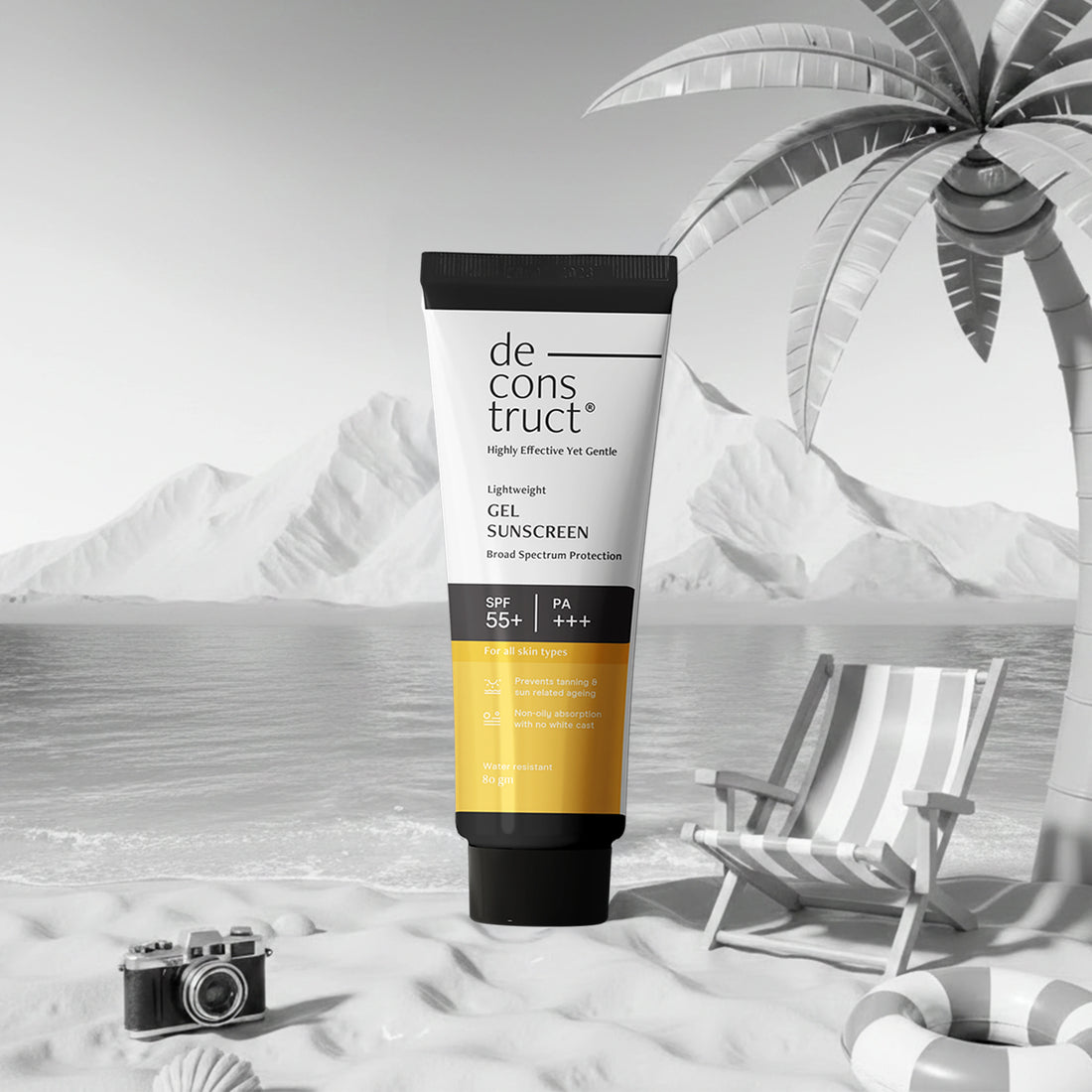 Gel Sunscreen for Oily Skin - SPF 55+ and PA+++ | Lightweight, Non - greasy Water Resistant | In -Vivo Tested (80 Gms)