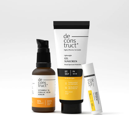 Daily Brightening Shield Trio - Vitamin C Serum + Gel Sunscreen + Brightening Lip Balm