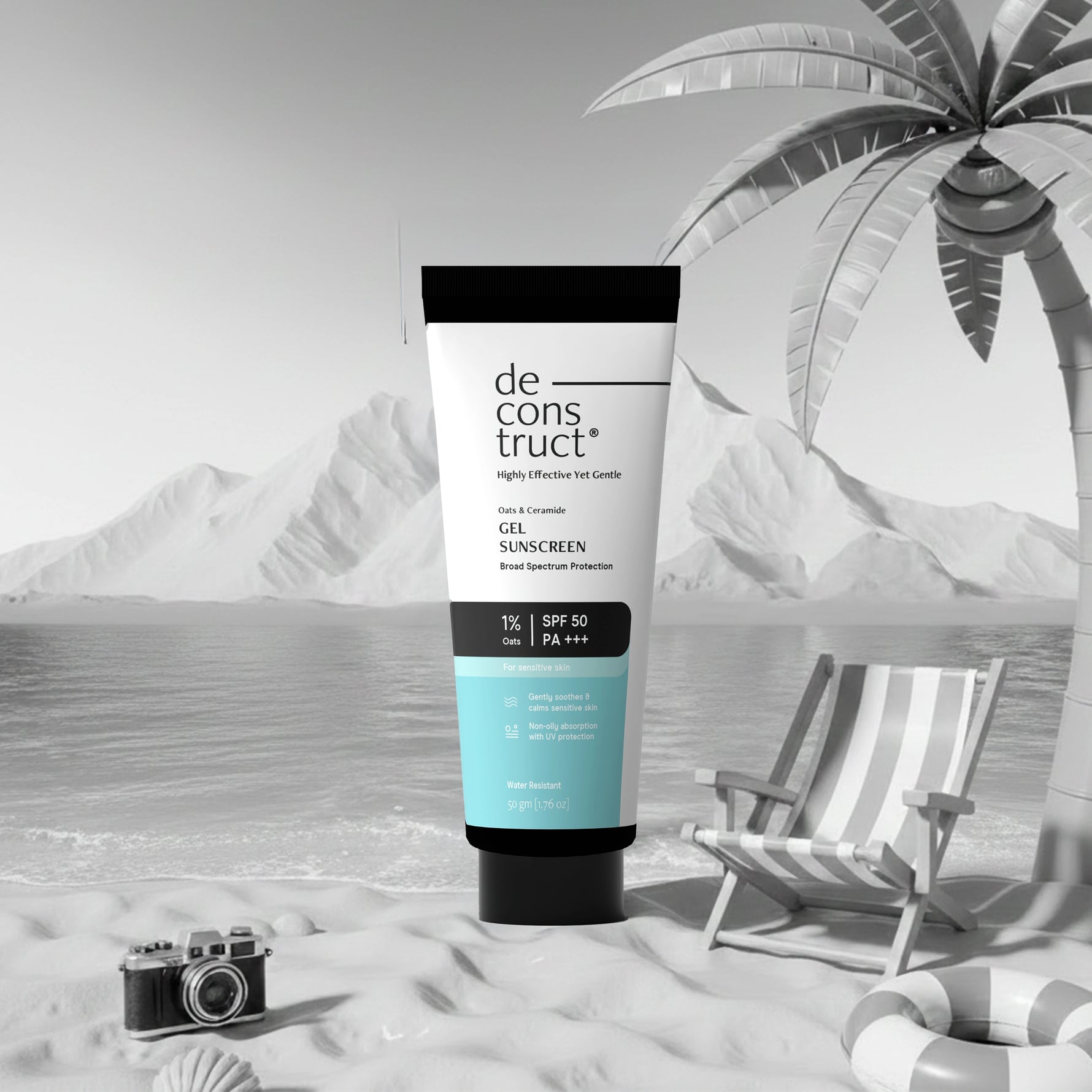 Oat ceramide gel sunscreen for sensitive and oily skin