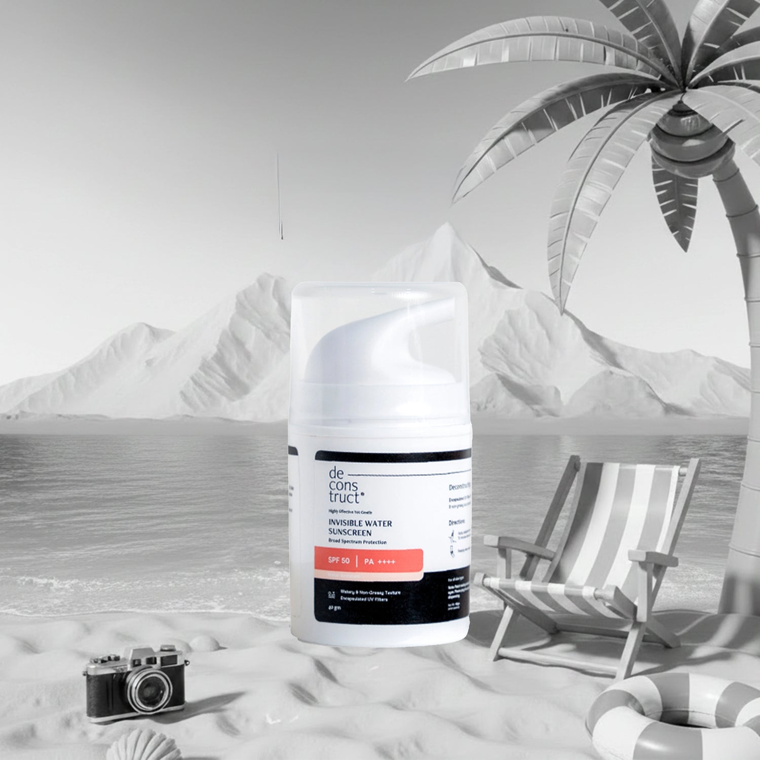 Invisible Water Sunscreen SPF 50 PA+++ | Instant Cooling &amp; Freshness | Upto 80 Min Water-Resistant