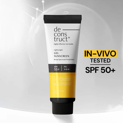 Gel Sunscreen for Oily Skin - SPF 55+ and PA+++ | Lightweight, Non - greasy Water Resistant | In -Vivo Tested  (80 Gms)
