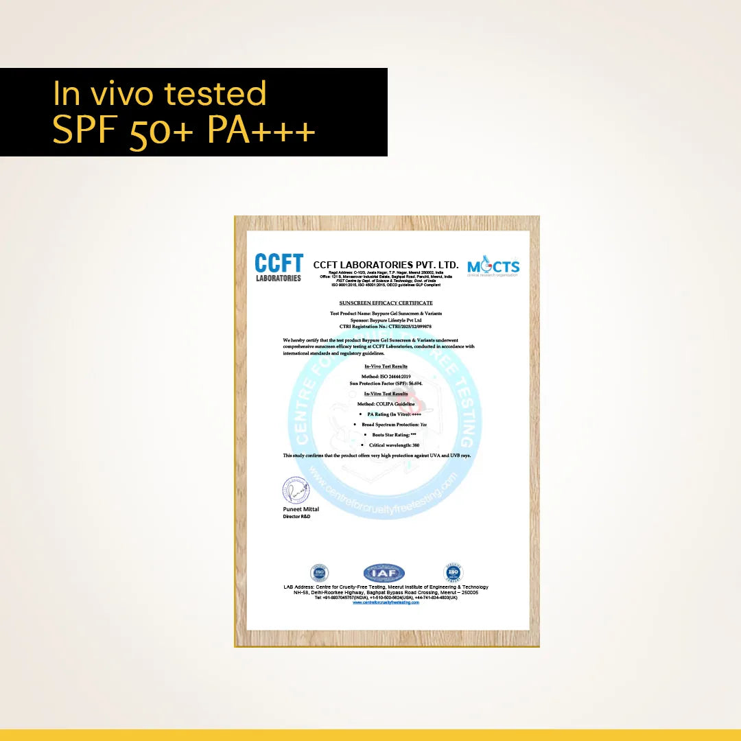 Deconstruct Invivo tested sunscreen certificate