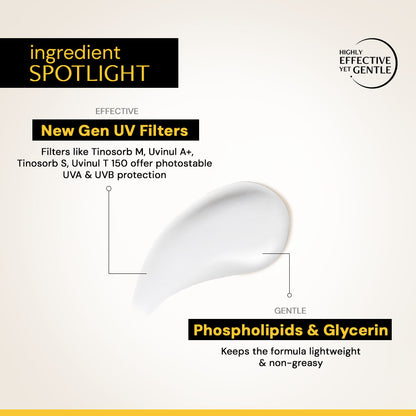 Gel Sunscreen for Oily Skin - SPF 50 PA++++ | 100% Photostable Sunscreen with 4 New Gen UV Filters | Long Lasting | Lightweight, Airy, Non-greasy | In-Vivo Tested (80 Gms)