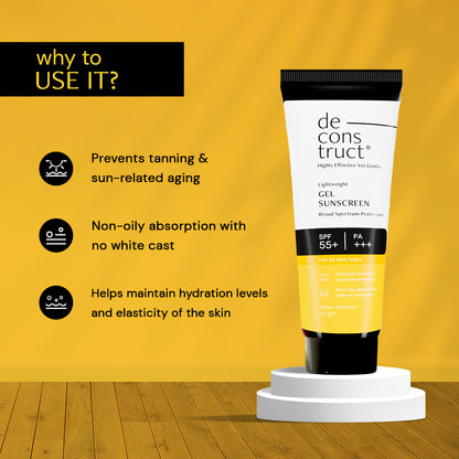 Gel Sunscreen for Oily Skin - SPF 55+ and PA+++ | Water Resistant Sunscreen