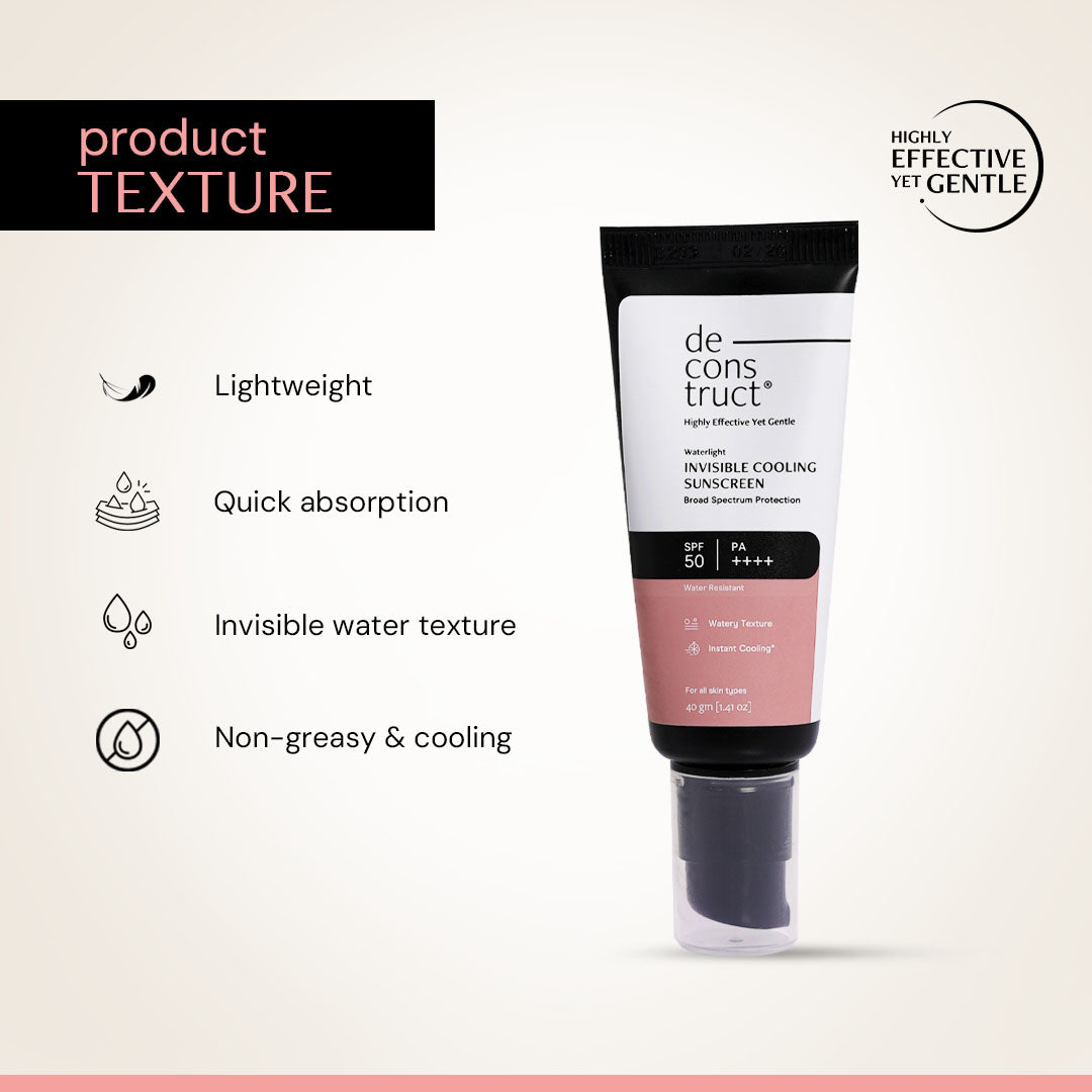 Invisible Cooling Sunscreen SPF 50 PA++++ | Instant Cooling &amp; Freshness | Upto 80 Min Water-Resistant | In-Vivo Tested