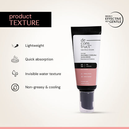 Invisible Cooling Sunscreen SPF 50 PA++++ | Instant Cooling &amp; Freshness | Upto 80 Min Water-Resistant | In-Vivo Tested