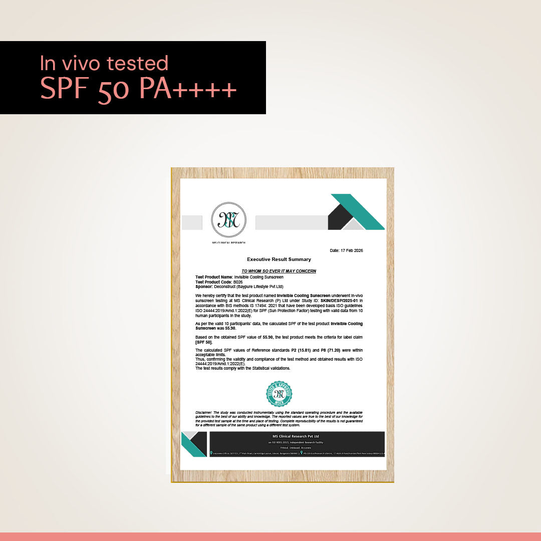 Invisible Cooling Sunscreen SPF 50 PA++++ | Instant Cooling &amp; Freshness | Upto 80 Min Water-Resistant | In-Vivo Tested