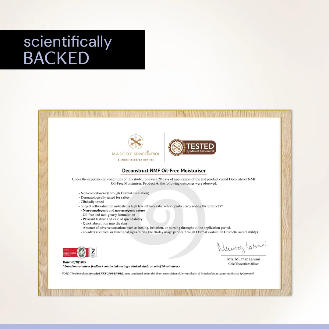 Oil-Free Moisturizer for Oily Skin - 3% NMF Complex + 0.2% Panthenol | Non Sticky, Fast absorbing | 72 Hr Hydration