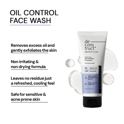 Salicylic Acid Oil Control Face Wash + Acne Control Moisturizer with Ectoin &amp; Ceramides | Acne &amp; Oil Control Duo