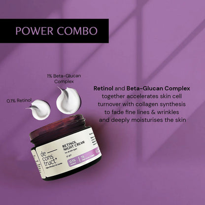 Retinol night cream - 0.1% Retinol + 1% Beta-Glucan Complex