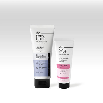 Salicylic Acid Oil Control Face Wash + Acne Control Moisturizer with Ectoin &amp; Ceramides | Acne &amp; Oil Control Duo