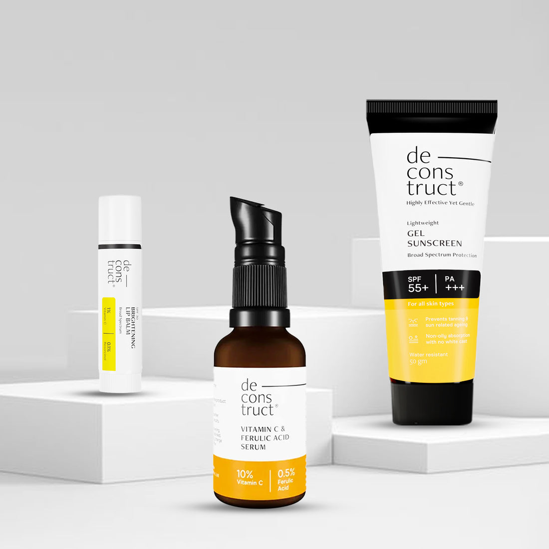 Daily Brightening Shield Trio - Vitamin C Serum + Gel Sunscreen + Brightening Lip Balm