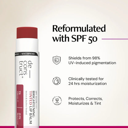 Brightening Tinted Lip Balm With SPF 50 For Dark Lips with 1% Vitamin C &amp; 0.1 Resorcinol (Pack of 2)