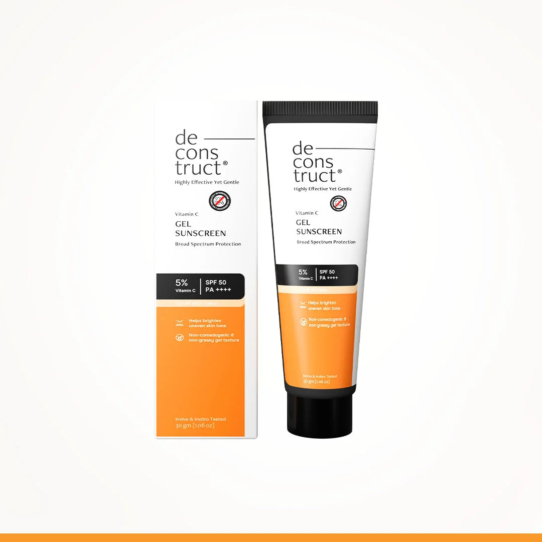 5% Vitamin C Gel Sunscreen for Oily Skin - SPF 50 PA++++ | In-Vivo Tested 30gm