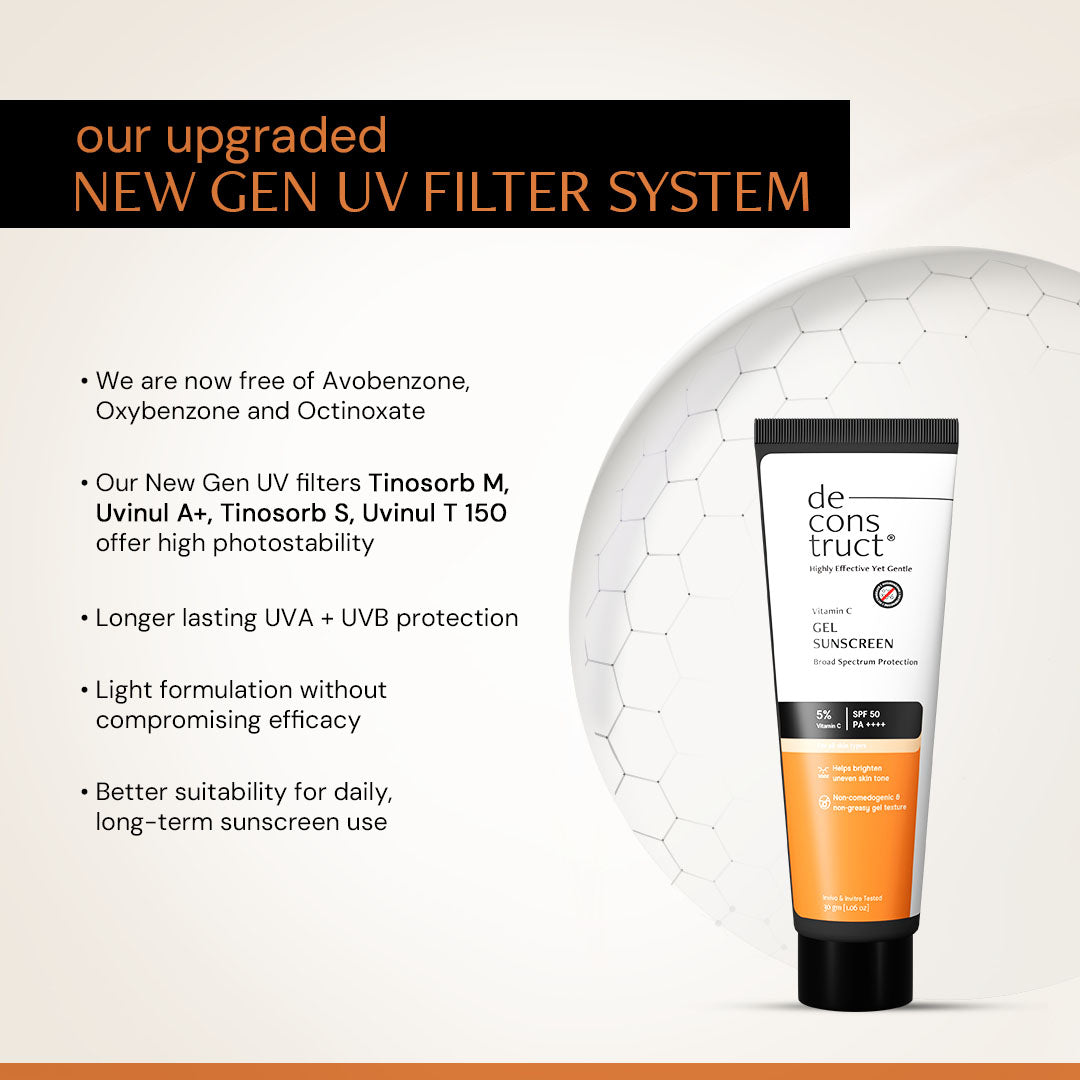 5% Vitamin C Gel Sunscreen for Oily Skin - SPF 50 PA++++ | In-Vivo Tested 30gm