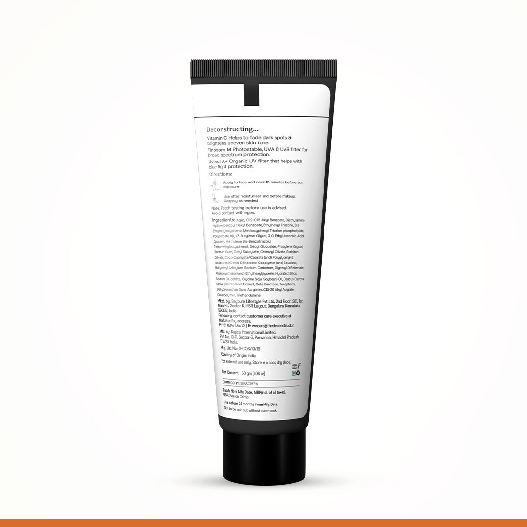 5% Vitamin C Gel Sunscreen for Oily Skin - SPF 50 PA++++ | In-Vivo Tested 30gm