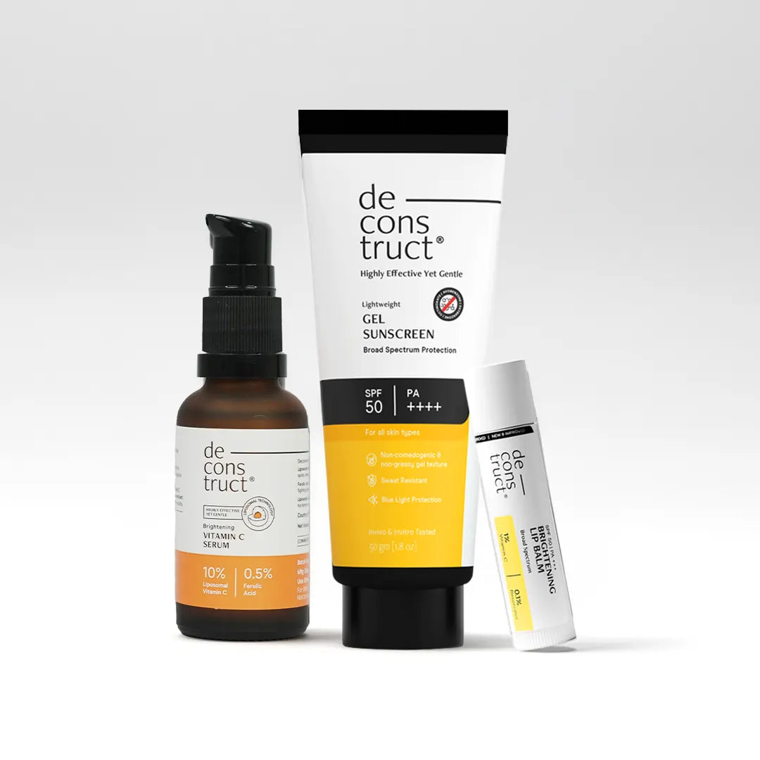 Daily Brightening Shield Trio - Vitamin C Serum + Gel Sunscreen + Brightening Lip Balm