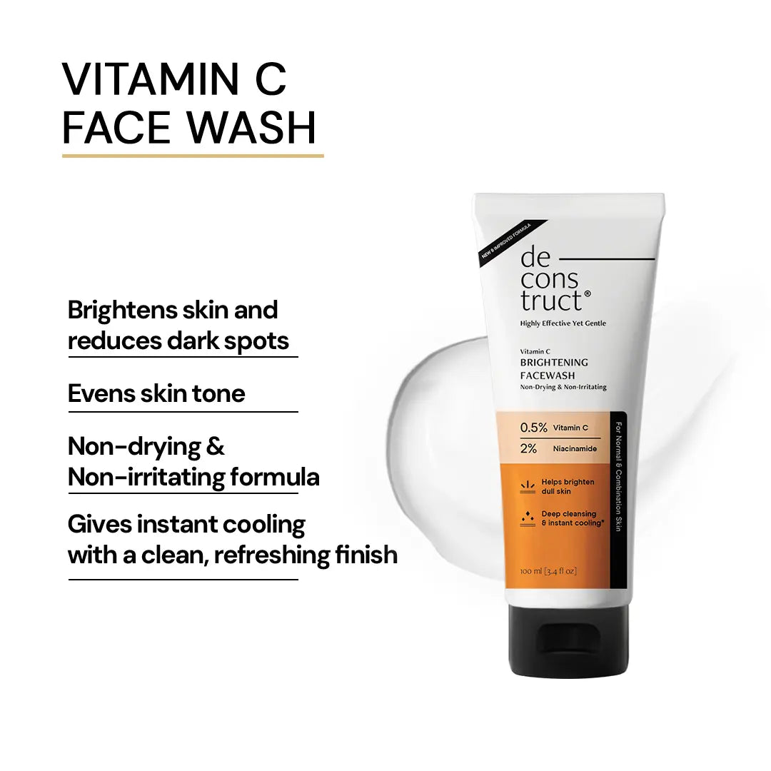Vitamin C Brightening Face Wash + Oil-Free NMF Moisturiser | Hydration + Brightening Duo for Oily Skin