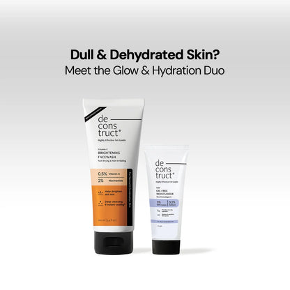 Vitamin C Brightening Face Wash + Oil-Free NMF Moisturiser | Hydration + Brightening Duo for Oily Skin