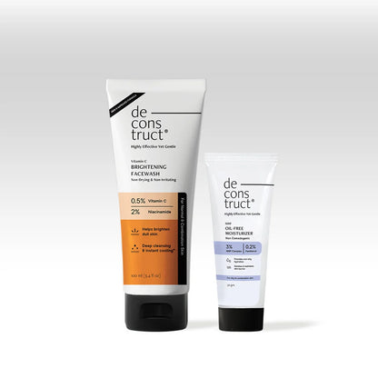 Vitamin C Brightening Face Wash + Oil-Free NMF Moisturiser | Hydration + Brightening Duo for Oily Skin