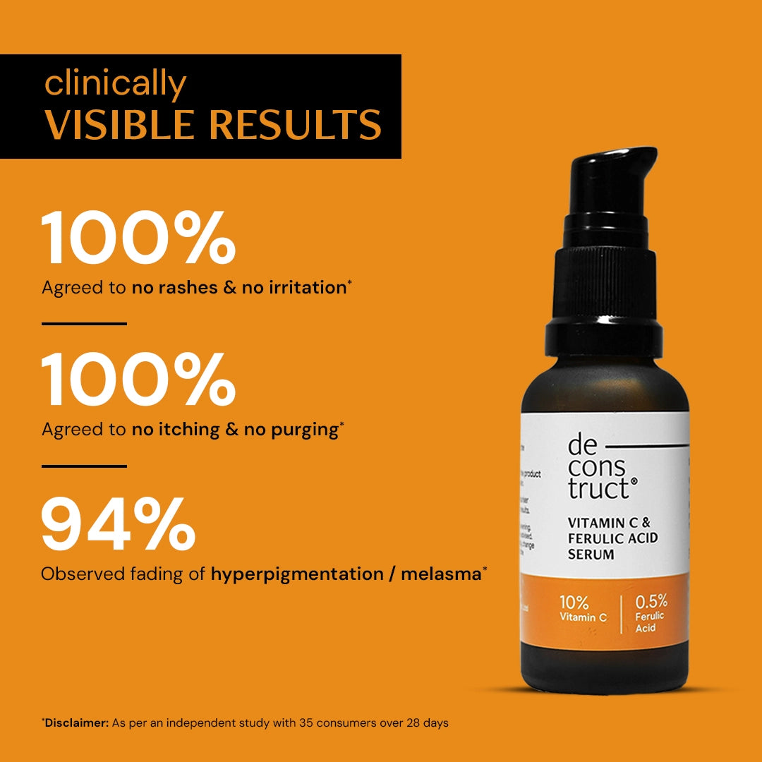 Vitamin C Serum For Face  - 10% Vitamin C + 0.5 % Ferulic Acid | Non-Irritating , Non-Sticky