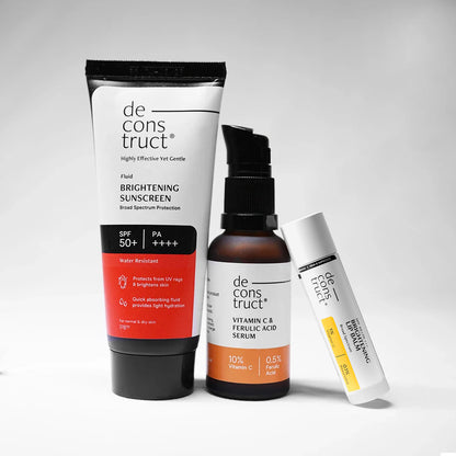 Bestseller Trio: Fluid Brightening Sunscreen + Vitamin C Serum + Brightening Lip Balm