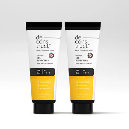 Gel Sunscreen SPF 50 PA++++ for Oily Skin(Pack of 2) | Photostable Sunscreen with 4 New Gen UV Filters | Lightweight &amp; Non-Greasy