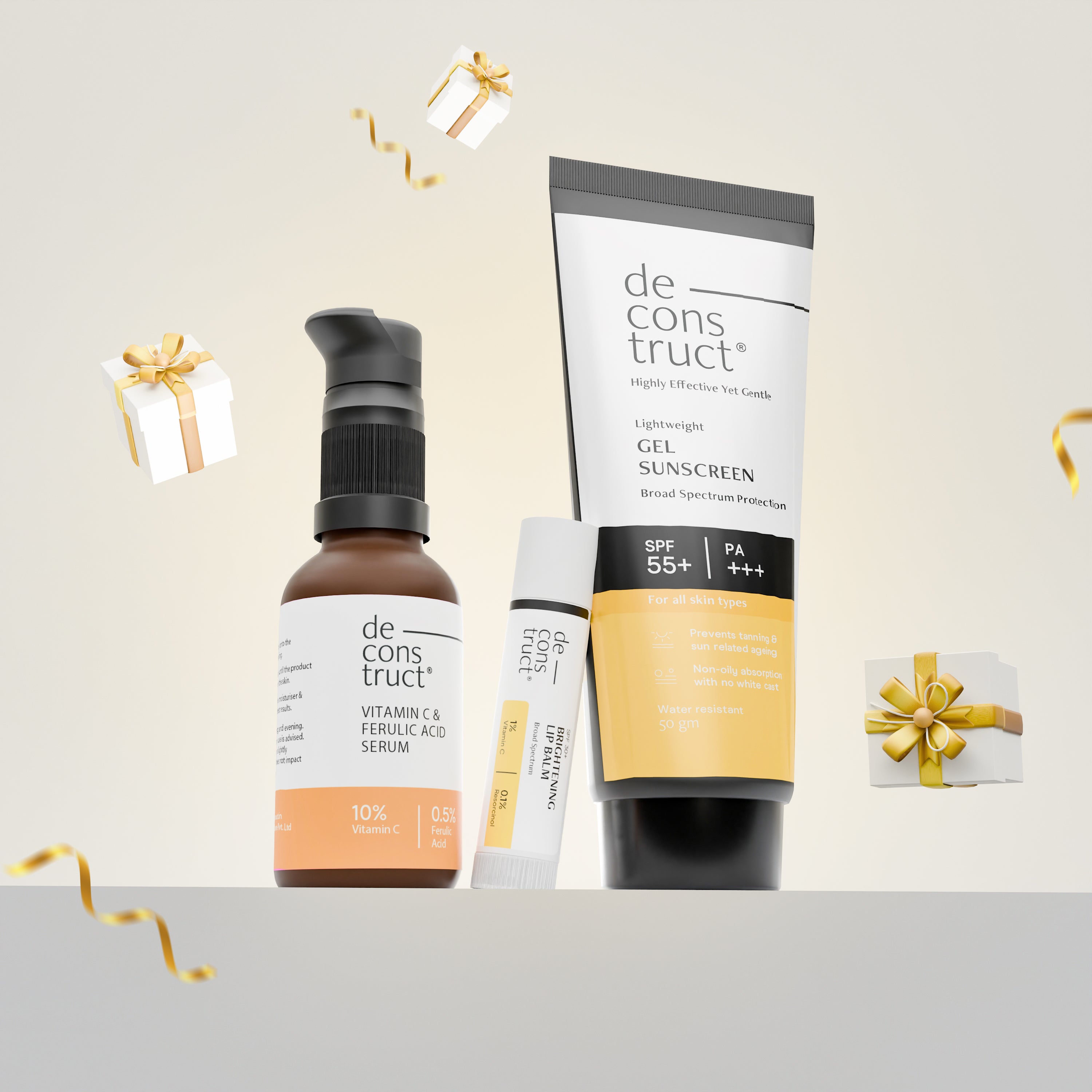 Daily Brightening Shield Trio - Vitamin C Serum + Gel Sunscreen + Brightening Lip Balm