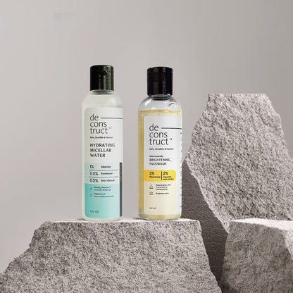 Daily Double Cleansing Duo for All Skin Types - Hydrating Micellar Water + Brightening Face Wash