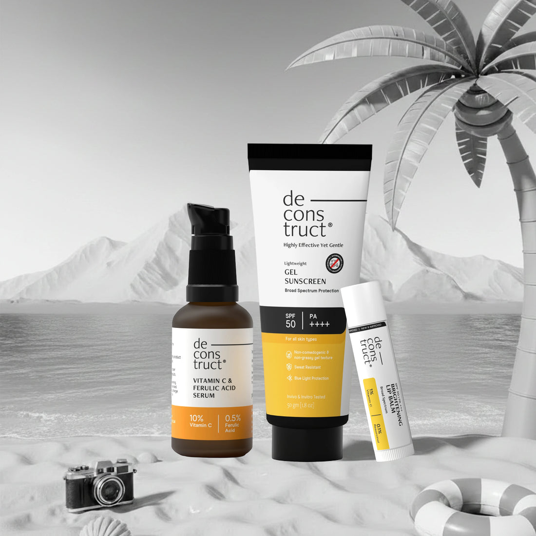 Daily Brightening Shield Trio - Vitamin C Serum + Gel Sunscreen + Brightening Lip Balm