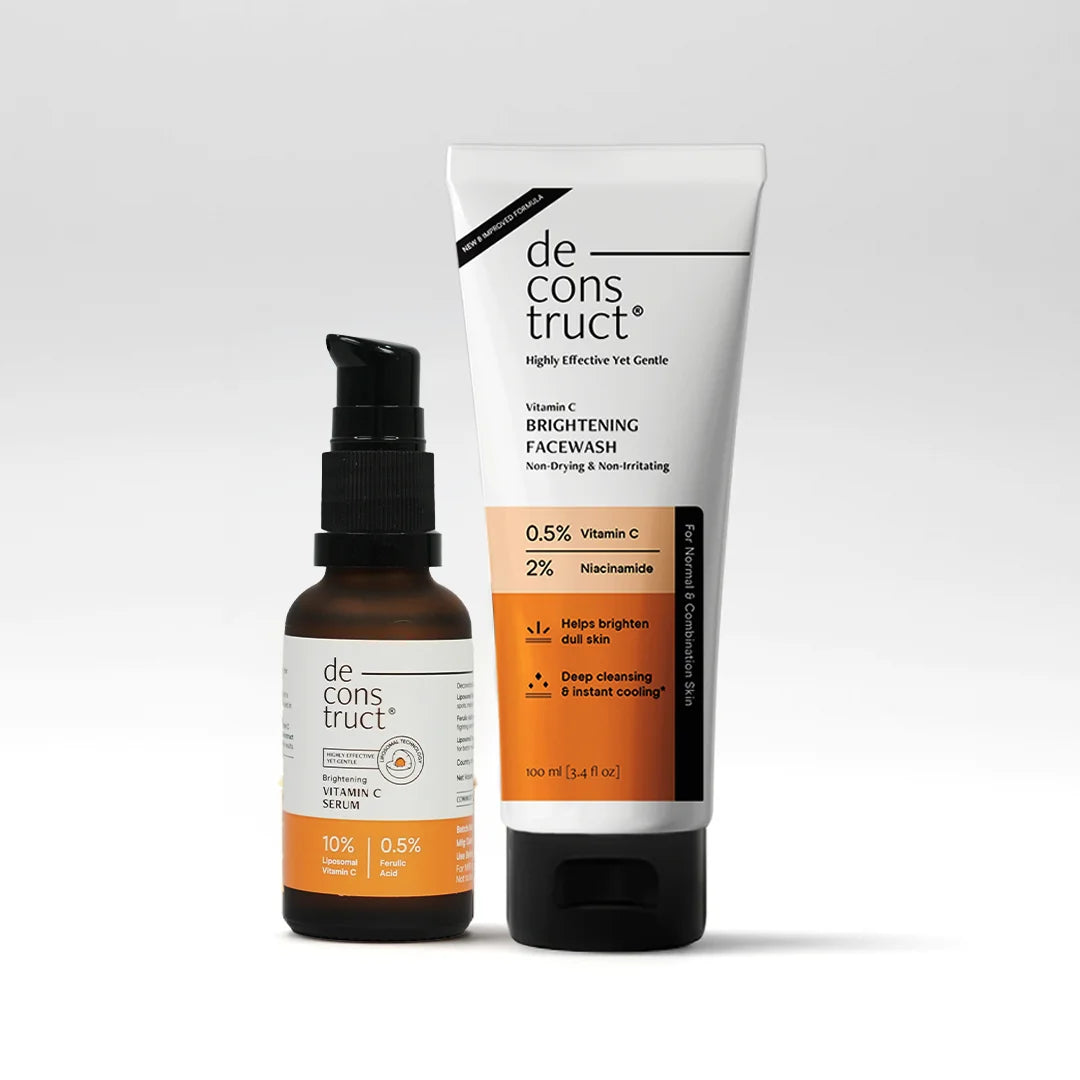 Vitamin C Brightening Face Wash + 10% Vitamin C &amp; Ferulic Acid Serum | Anti-Pigmentation Duo for Dark Spots &amp; Uneven Tone