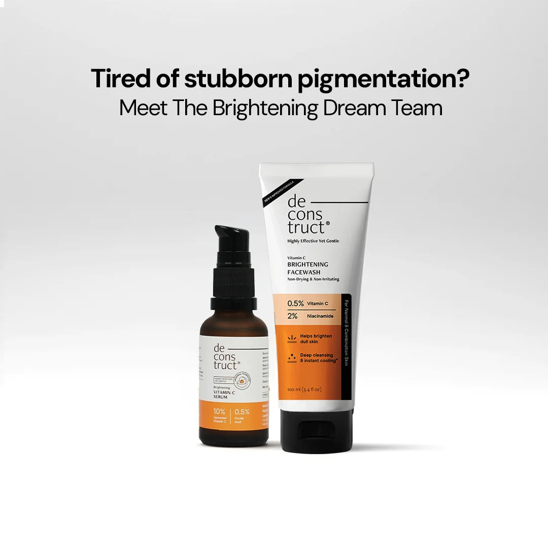 Vitamin C Brightening Face Wash + 10% Vitamin C &amp; Ferulic Acid Serum | Anti-Pigmentation Duo for Dark Spots &amp; Uneven Tone