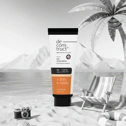 5% Vitamin C Gel Sunscreen for Oily Skin - SPF 50 PA++++ | Brightens skin tone |100% Photostable Sunscreen with 4 New Gen UV Filters | Long Lasting | Lightweight | In-Vivo Tested