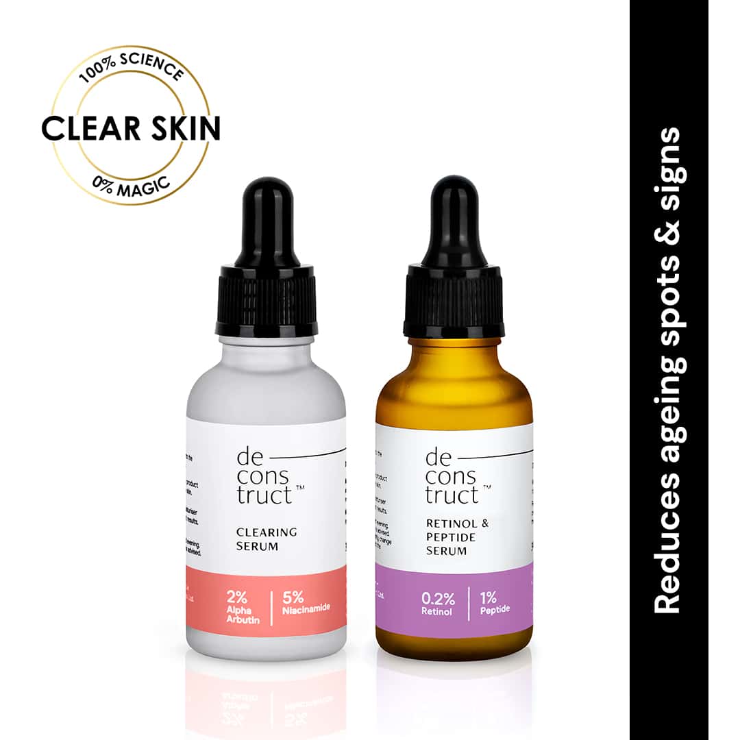 Daily AM PM Young &amp; Clear Skin Duo- Clearing Serum + Retinol &amp; Peptide Serum - thedeconstruct