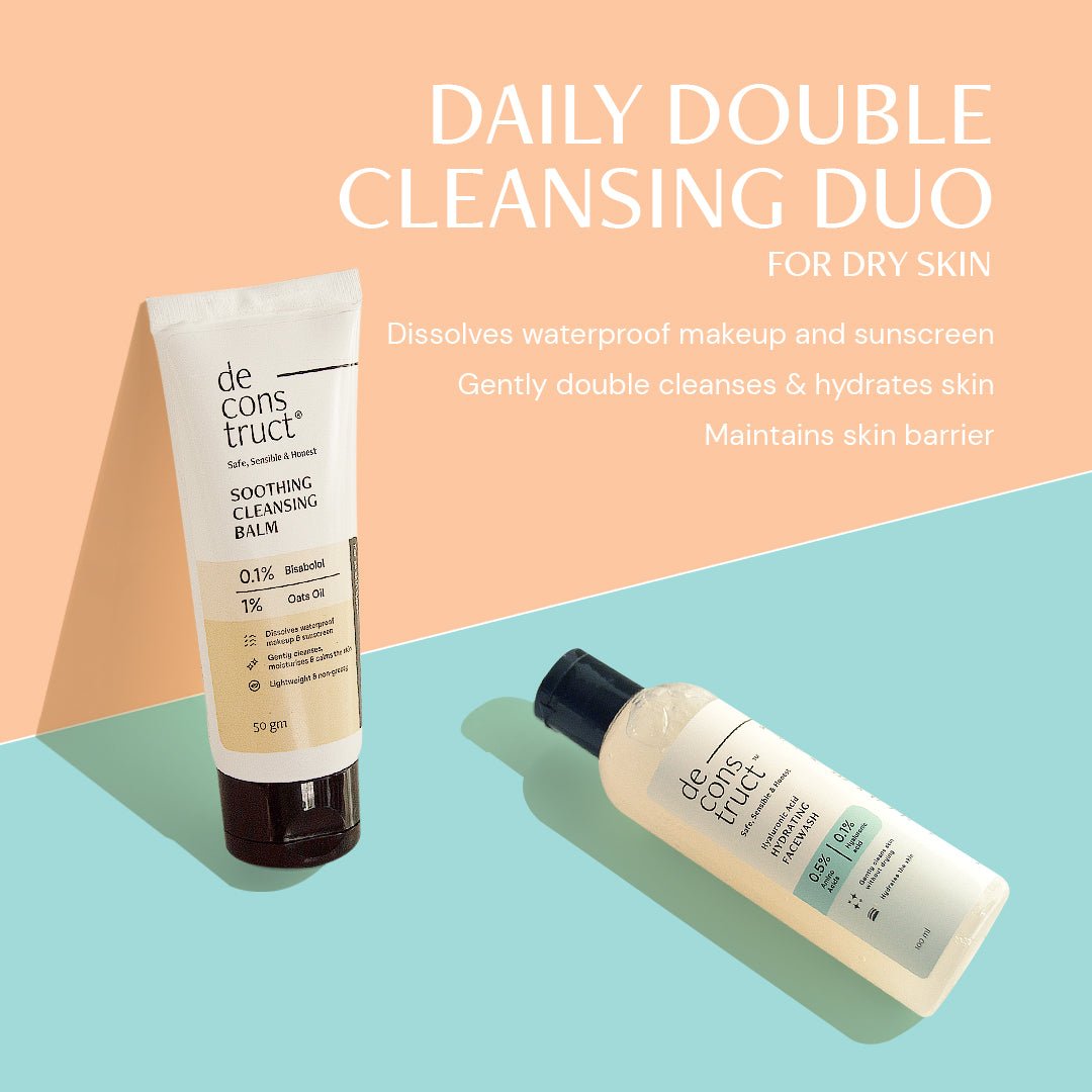 Daily Double Cleansing Duo for Dry Skin - Soothing Cleansing Balm + Hydrating Face Wash - thedeconstruct