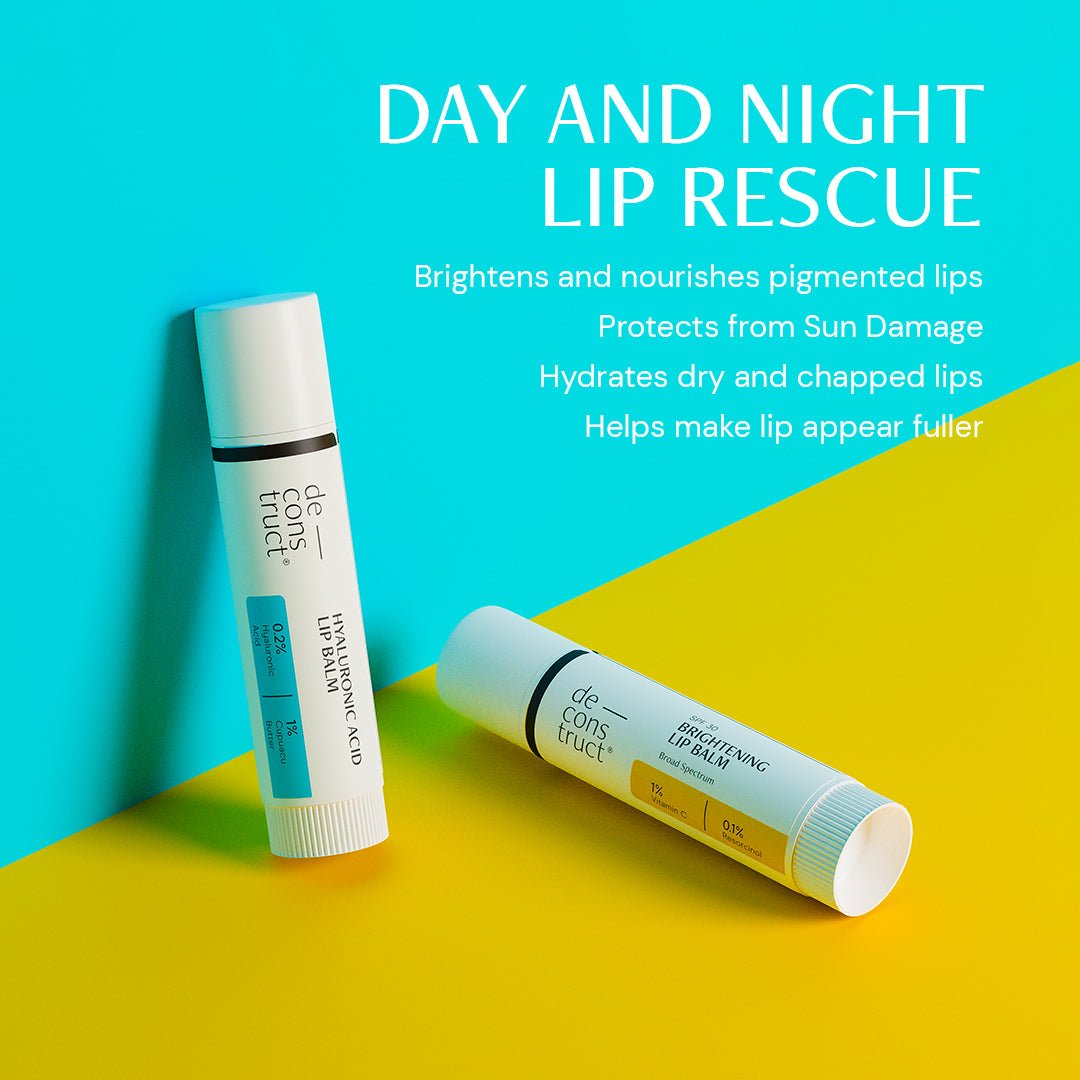 Day &amp; Night Lip Care Duo | Brightening Lip Balm + Hyaluronic Acid Lip Balm - thedeconstruct
