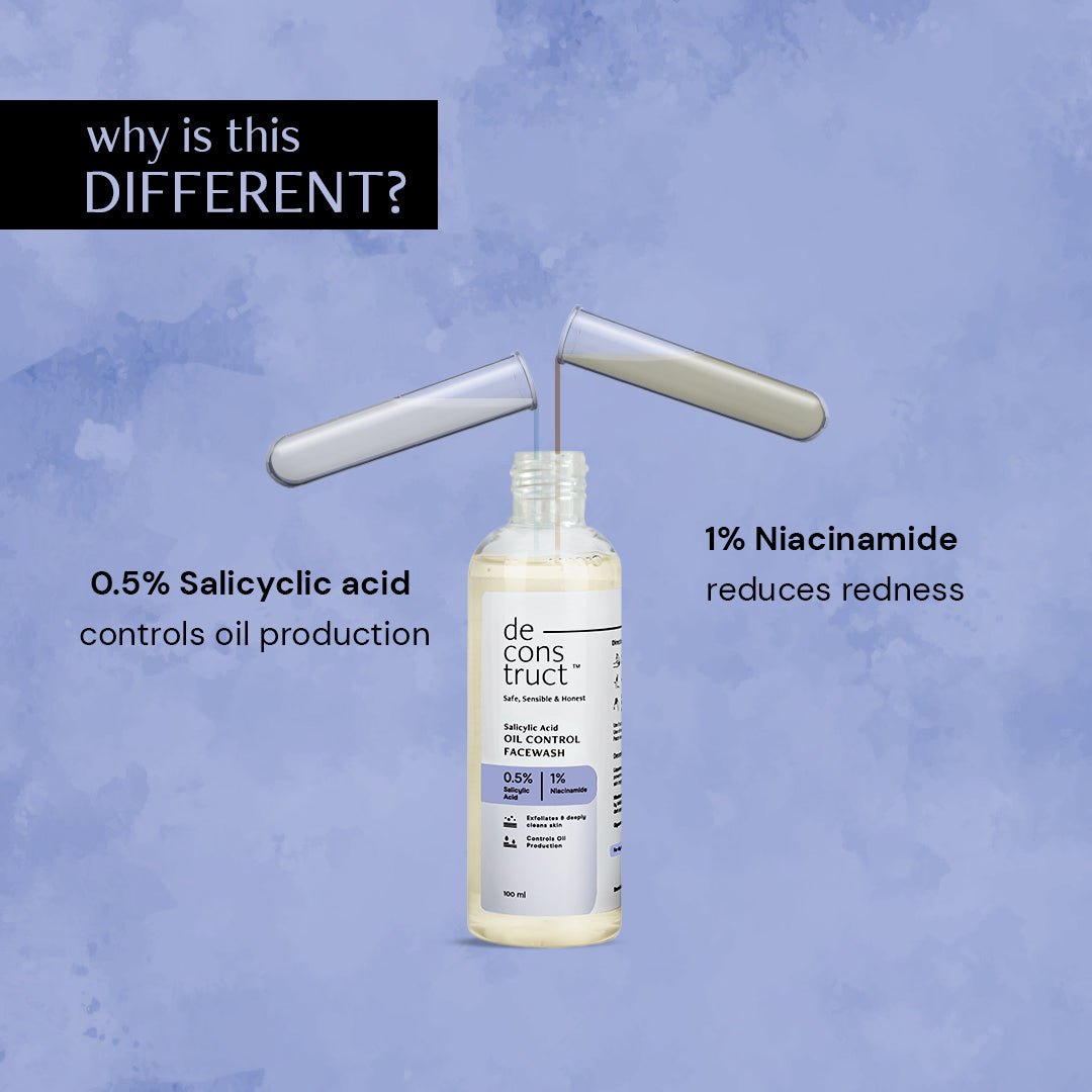 Salicylic Acid Oil Control Face Wash For Oily Skin - 0.5% Salicylic acid and 1% Niacinamide - thedeconstruct